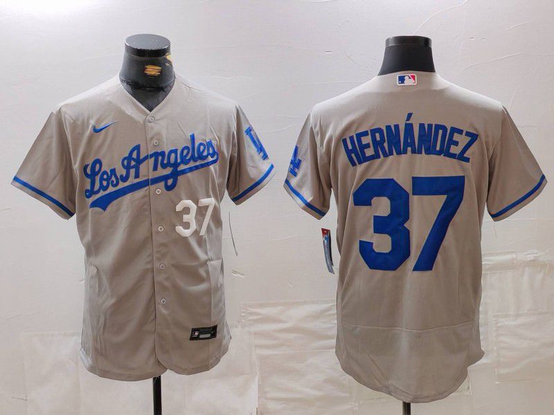 Men Los Angeles Dodgers #37 Hernandez Grey Nike Elite 2024 MLB Jersey style 7266->los angeles dodgers->MLB Jersey